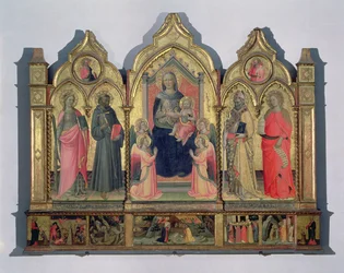 Madonna z Dzieciątkiem na tronie ze św. Katarzyną, św. Franciszkiem, św. Zenobiusem i św. Marią Magdaleną (panel tempera dn)